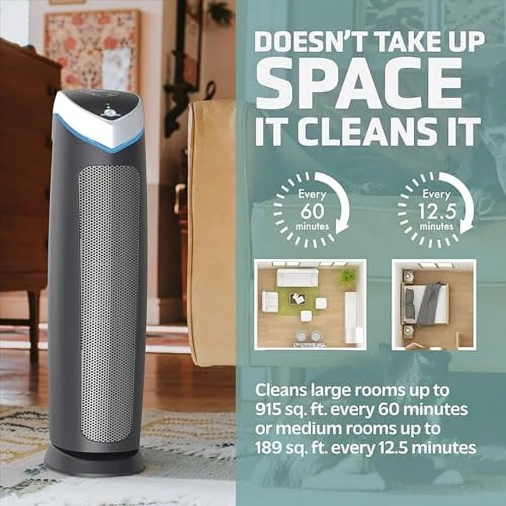 GermGuardian Air Purifier with Genuine HEPA 13 Pet Pure Filter, Removes 99.97% of Pollutants, Protection Large Rooms up to 915 Sq. ft. in 1 Hour, UV-C Light Helps Reduce Germs, 28", Black, AC5250PT