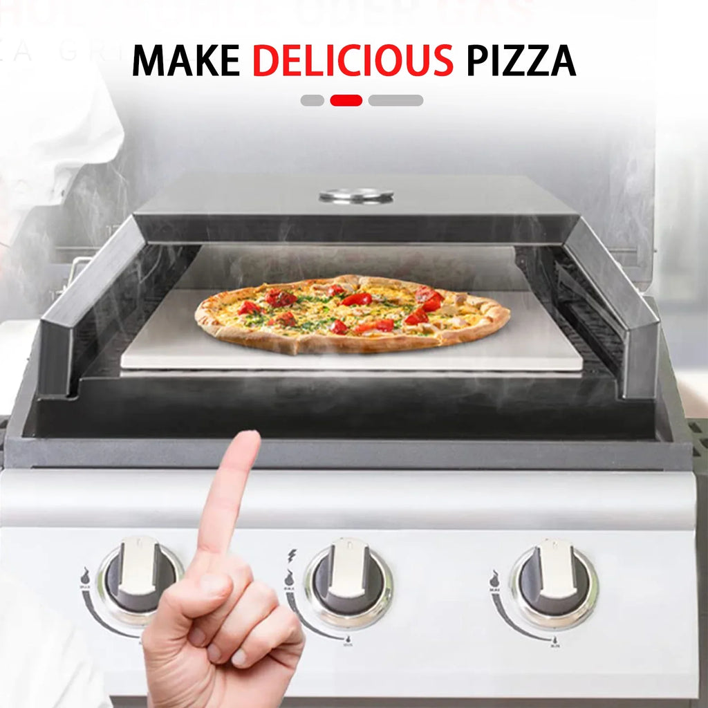 Grill Top Pizza Oven, Fits On Any Charcoal & Gas BBQ Grill, Portable Pizza Oven, Easy Carry Handles, Home-made BBQ Pizza Oven