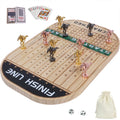 Horse Race Board Game Racing Game Thickened Pine with 11 Luxurious Sturdy Classic Metal Horses with 4 dice and 2 Boxes of Cards Across Finish Line Horse Racing Game