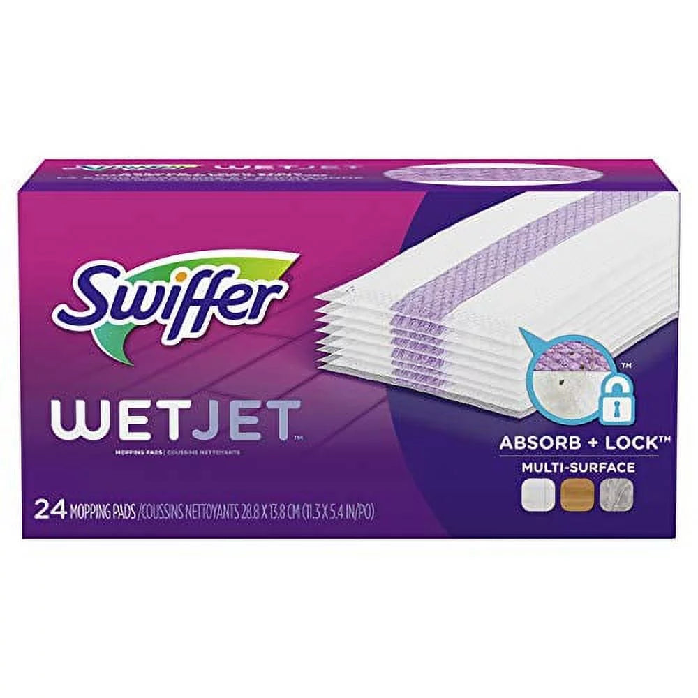 Swiffer WetJet Timber Floor Cleaner Spray Mop Pad Refill, Multi Surface, 24 Count