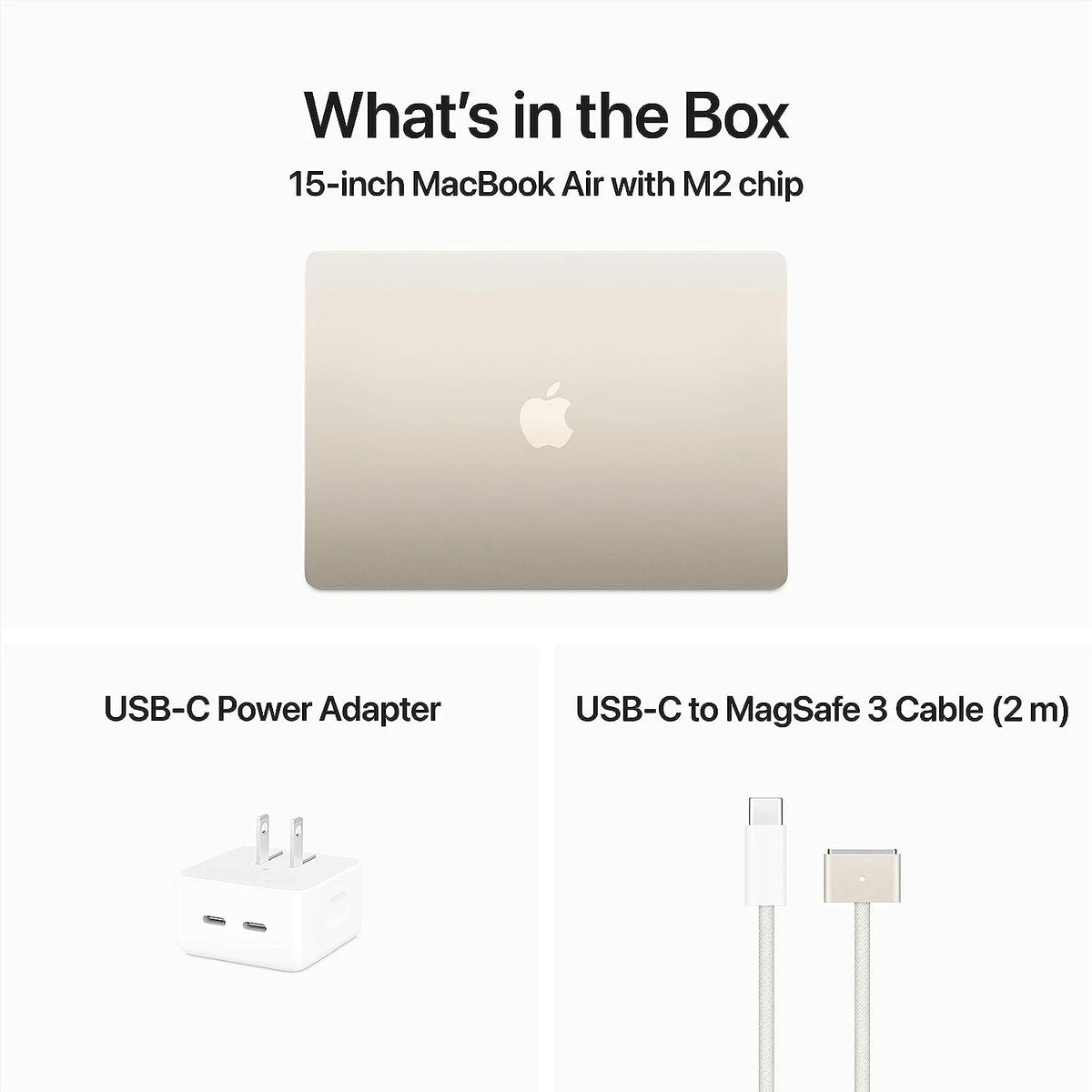 Laptop Computer MacBookAir 15.3" M2 with 8-core CPU and 10-core GPU, 512GB Mid 2023 - Starlight MQKV3LL/A