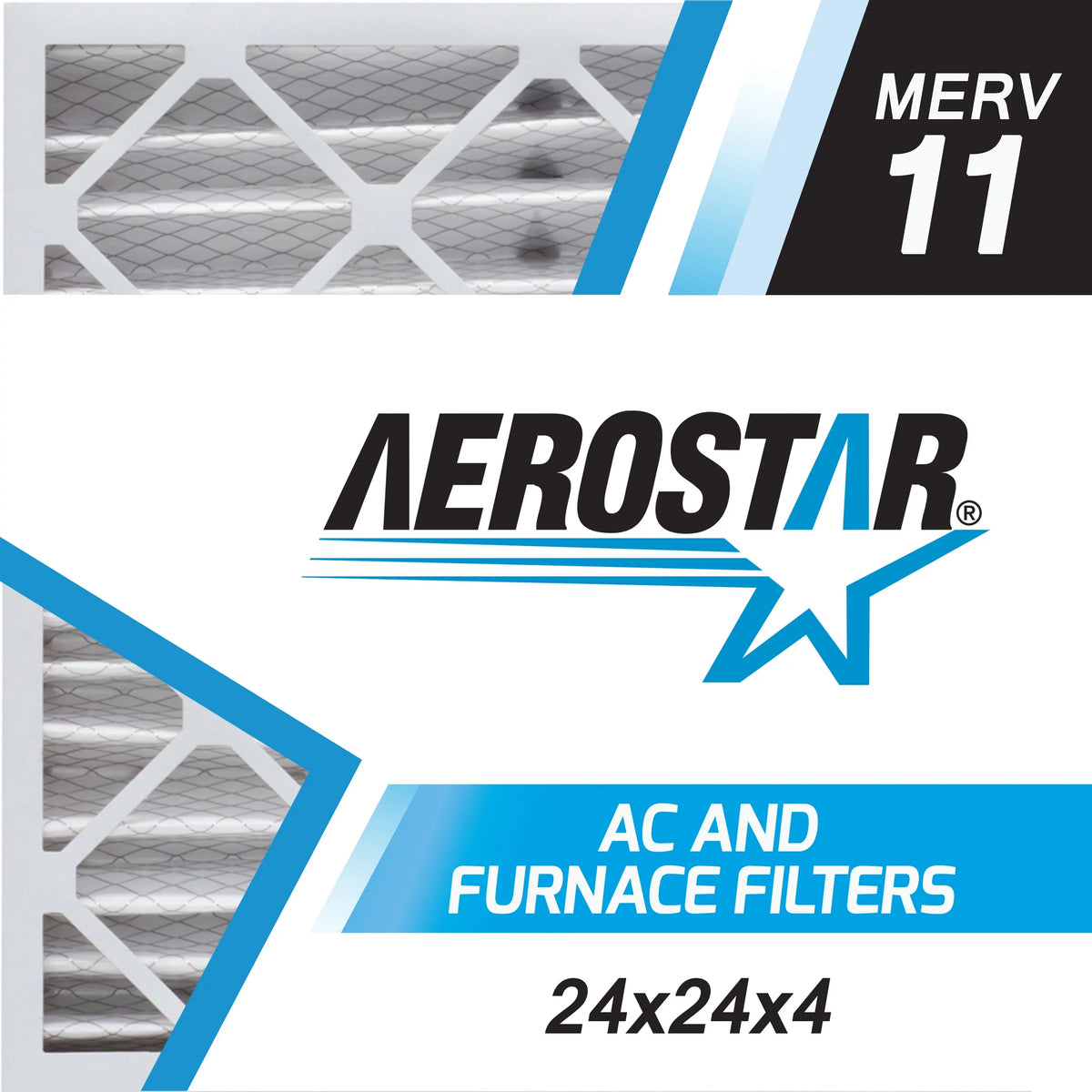 Aerostar 24x24x4 MERV 11, Pleated Air Filter, 24 x 24 x 4, Box of 6, Made in the USA