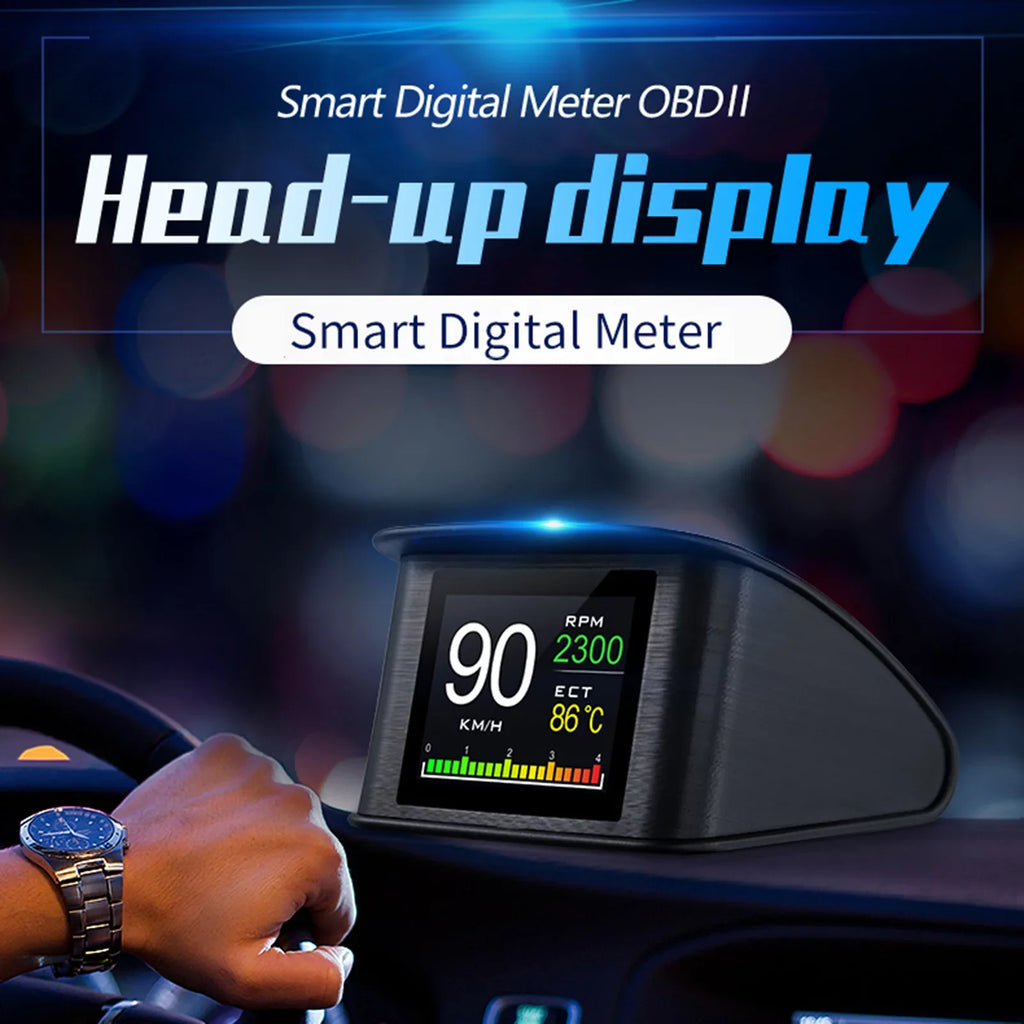 Apexeon Head Up Display， 2.2 Inch Digital OBDII Speedometer, Displays Speed, Distance, Time
