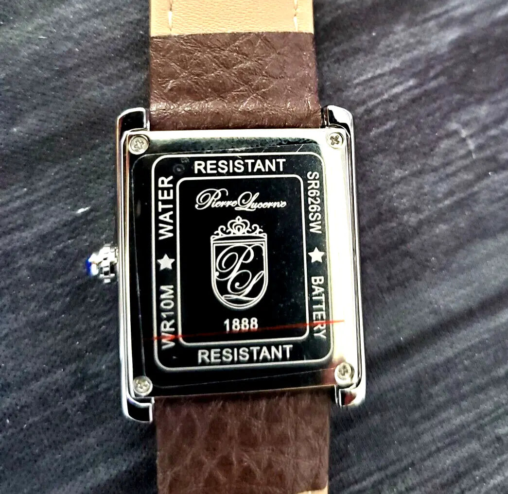 Vintage Swiss Style Classic Pierre Lucerne Louie Must Tank Classic Mens Dress Watch Brown Band