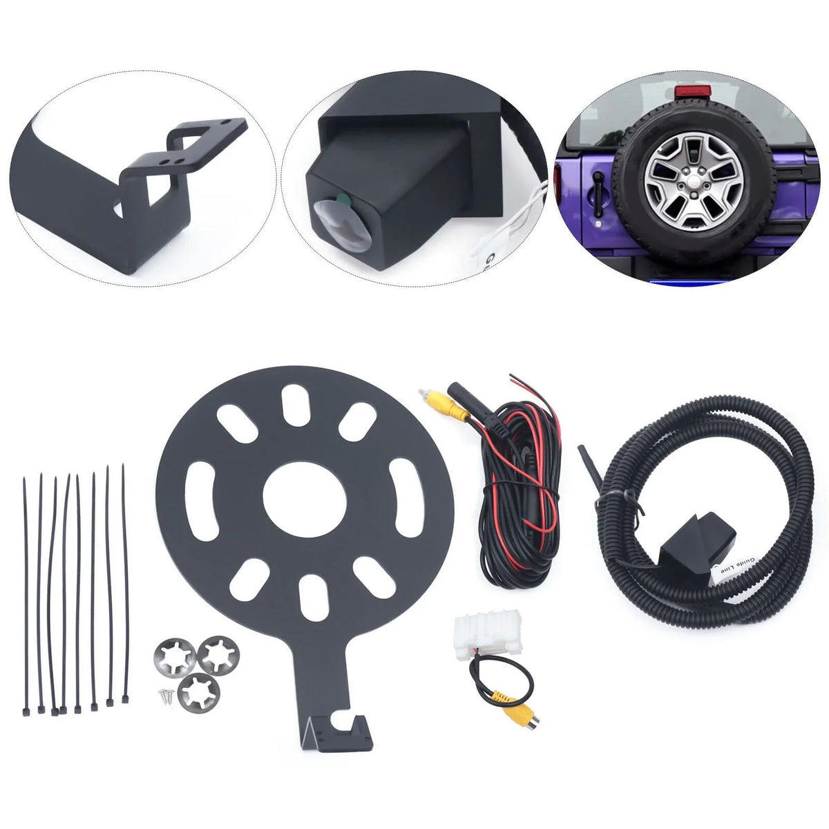 Backup Camera Mount for Jeep Wrangler JK 2007-17 Rear View Spare Tire Kits 170°