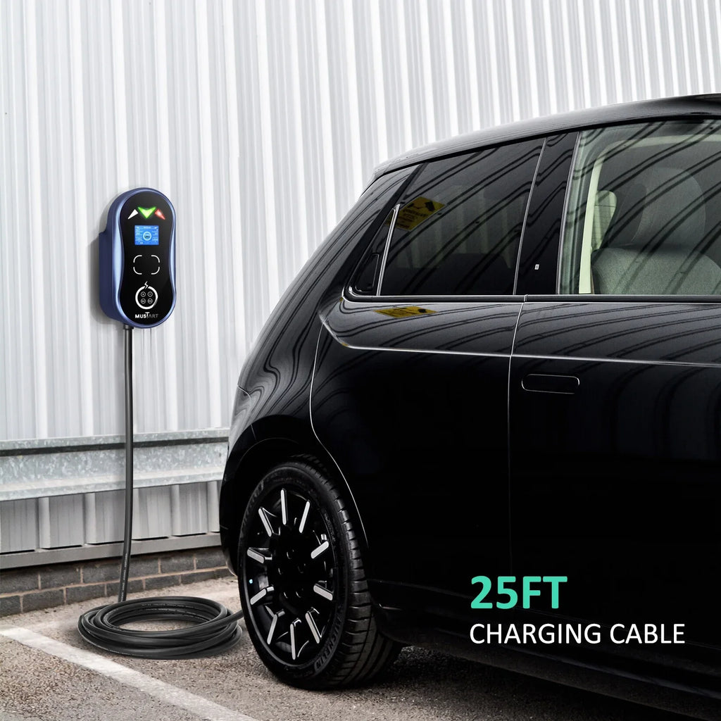 MUSTART Level 2 Wallbox EV Charging station - 240V, 40Amp, NEMA 14-50P, 25 ft charging cord, 3 yr product warranty