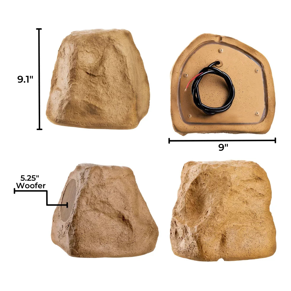 OSD Audio 5.25 inch 120W Bluetooth Outdoor Rock Speaker – Weather Resistant, Sandstone Canyon Brown
