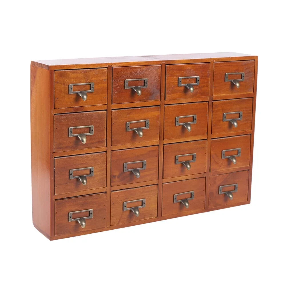 Plank Apothecary Medicine Cabinet 16 Drawers Label Holder Organizer Card Catalog 16 Drawers Plank Apothecary Medicine Cabinet Label Holder Organizer Card Catalog