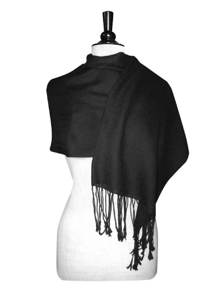 Biagio 100% Wool Pashmina Strong Scarf BLACK Color Womens Shawl Wrap Scarves