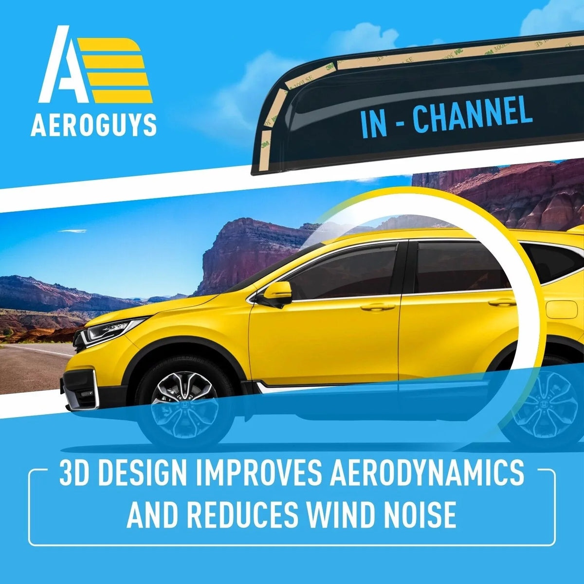 AEROGUYS in-Channel Window Deflectors Extra Resilient Window Visors Rain Guards Fit for Honda CR-V 2017-2022, Sun Visors, Wind Deflectors, Vent Visors, Car Accessories - 4pcs. AG0064