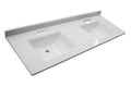 Pattern House 557678-WHT 61-inch Camilla Cultured Marble Centerset Mount Rectangle Double Bowl Vanity Top with Integrated Backsplash, Strong White