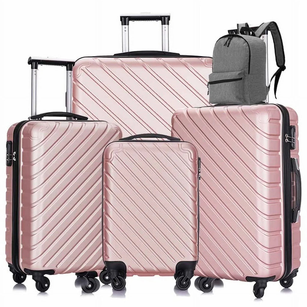 4 Piece Hardshell Luggage Sets,Travel Suitcase,Carry On Luggage with Spinner Wheels Free Enclosure Inside rose gold