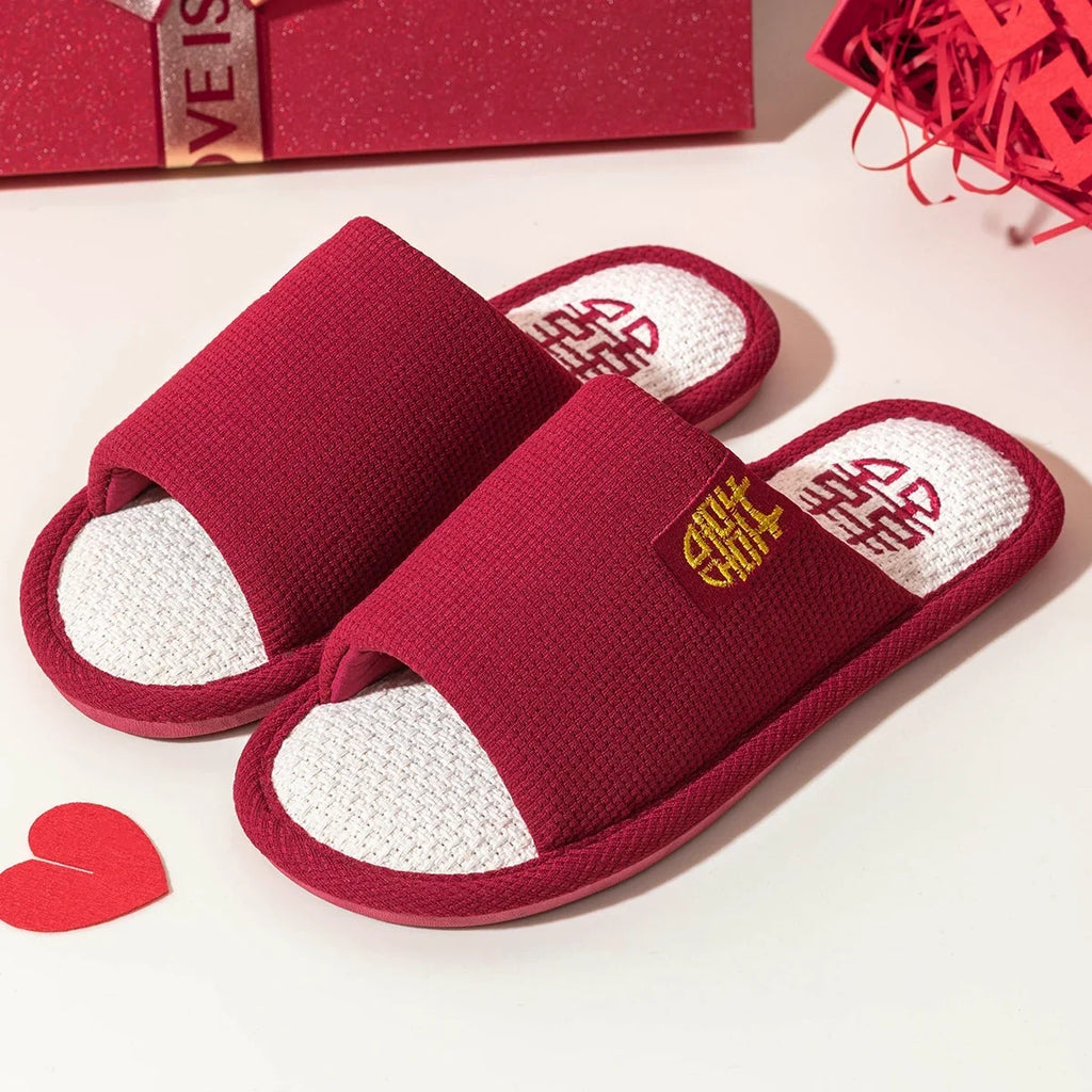 Slippers Festive Red Pair Of Ladies Newly Married To Accompany The Couple Light Luxury Bride And Groom Bride Wedding Shoes Men Bridal