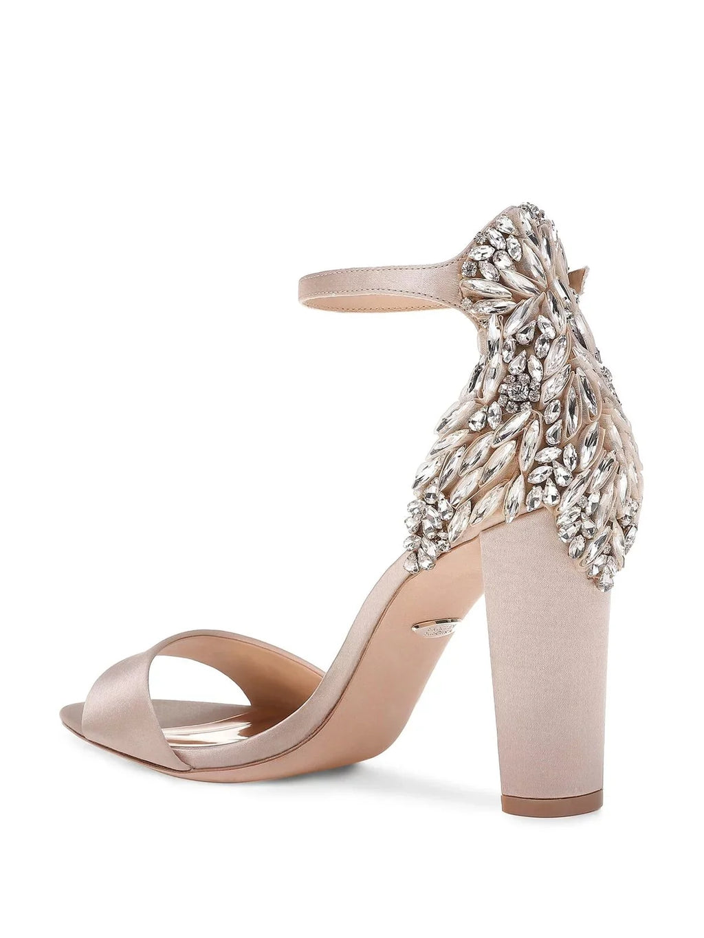 BADGLEY MISCHKA Womens Beige Embellished Ankle Strap Seina Round Toe Block Heel Buckle Dress Heeled Sandal 10 M
