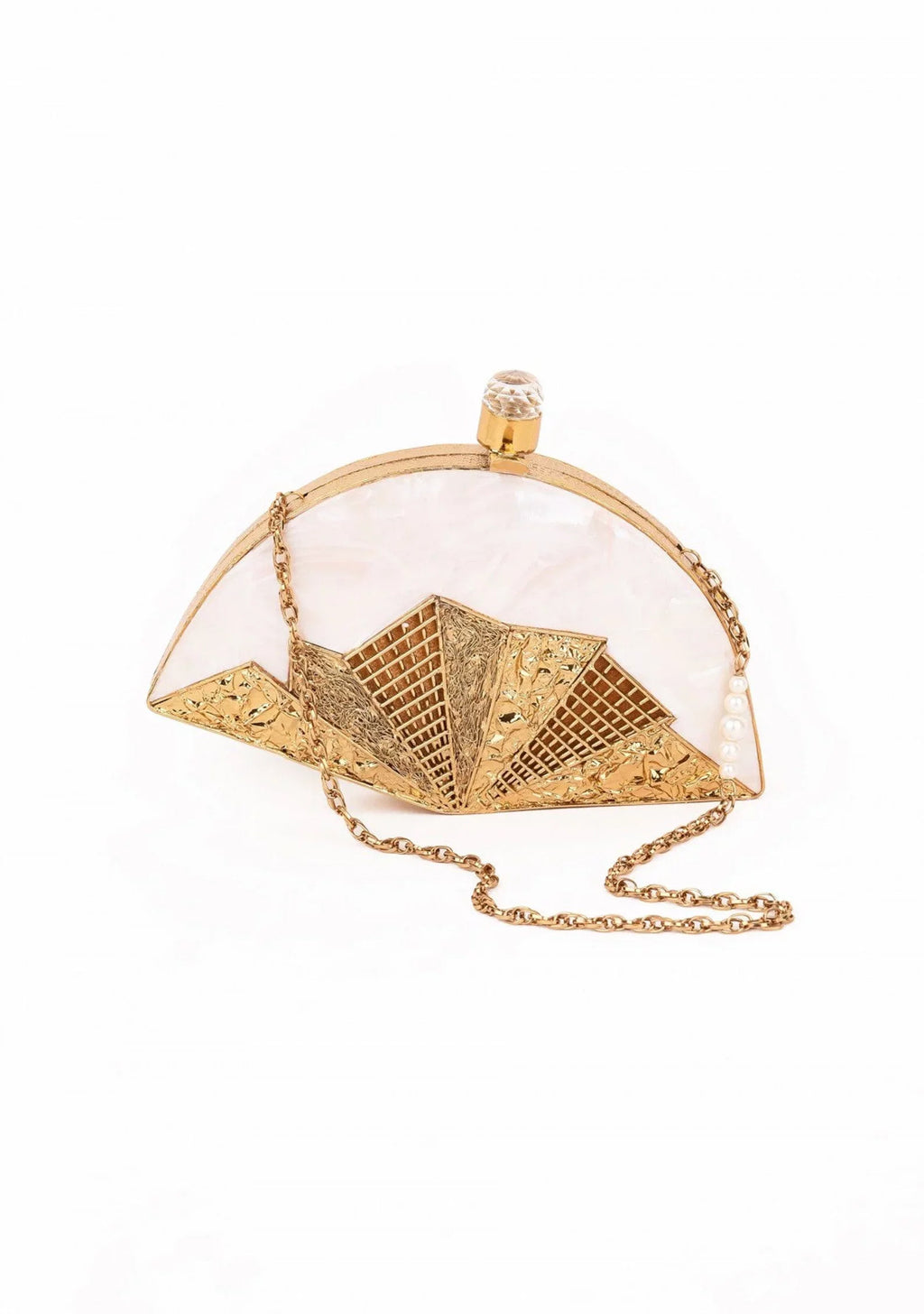 Different Craft India Handcrafted original/natural Seashell inlaid Clutch bag Gold Wedding Arrangement Handbag for Women