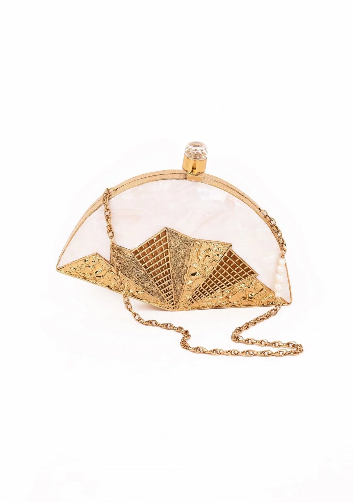 Different Craft India Handcrafted original/natural Seashell inlaid Clutch bag Gold Wedding Arrangement Handbag for Women