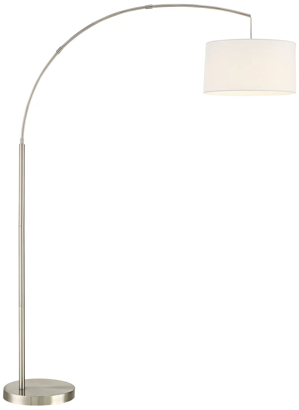 360 Lighting Modern Arc Floor Lamp with USB Charging Port 72" Tall Brushed Nickel White Drum Shade for Living Room Reading House