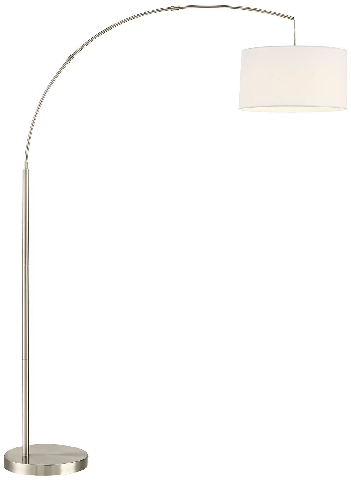 360 Lighting Modern Arc Floor Lamp with USB Charging Port 72" Tall Brushed Nickel White Drum Shade for Living Room Reading House