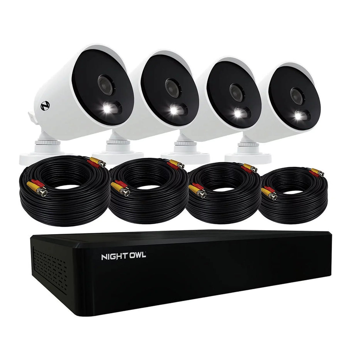 Night Owl Security Camera System CCTV, 12 Channel DVR with 1TB Hard Drive, 4 Wired 4K Ultra HD Spotlight Surveillance Bullet Cameras, Indoor Outdoor Cameras with Night Vision