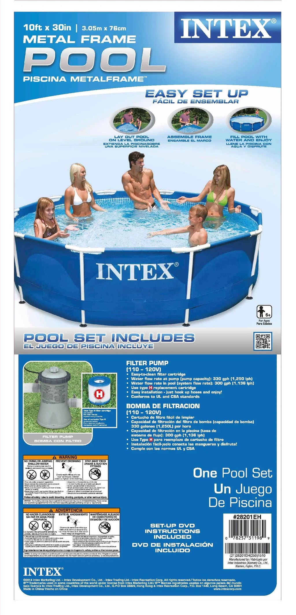 Intex 10ft x 30in Metal Frame Swimming Pool with Filter Pump Kokido B-VAC Vacuum