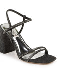 Badgley Mischka Womens Rebekah Shimmer Strappy Block Heels