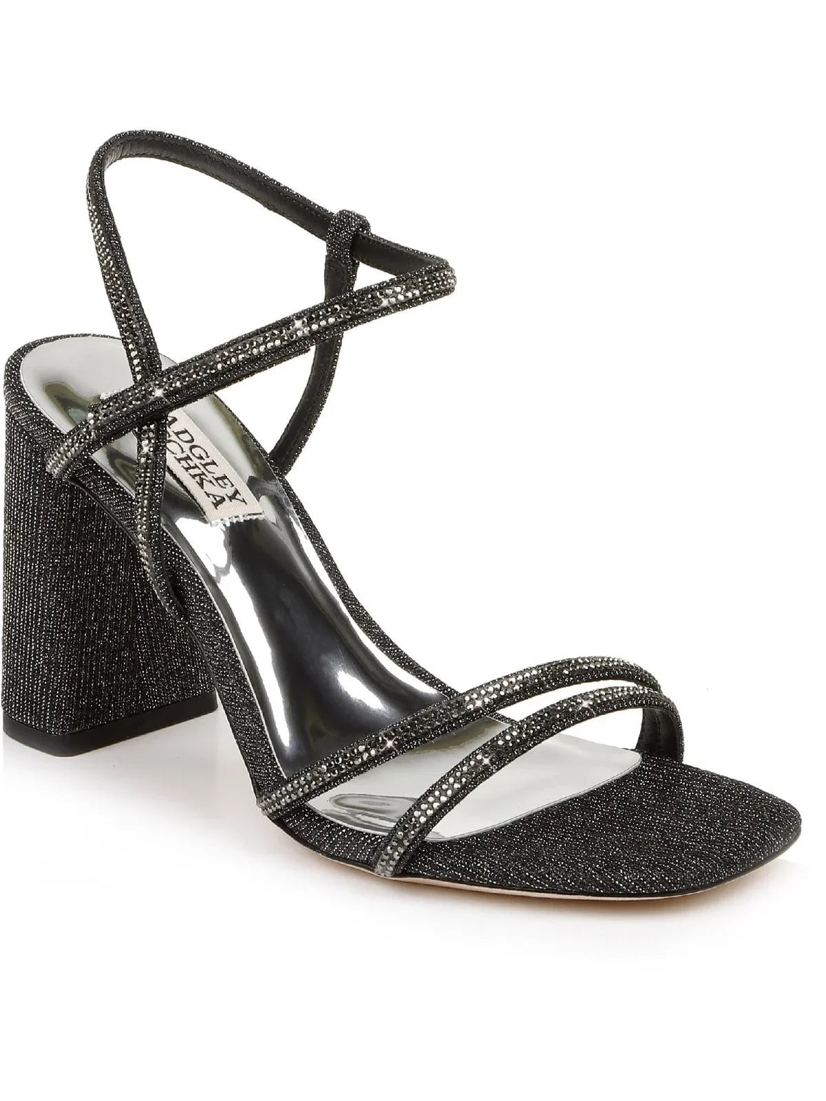 Badgley Mischka Womens Rebekah Shimmer Strappy Block Heels
