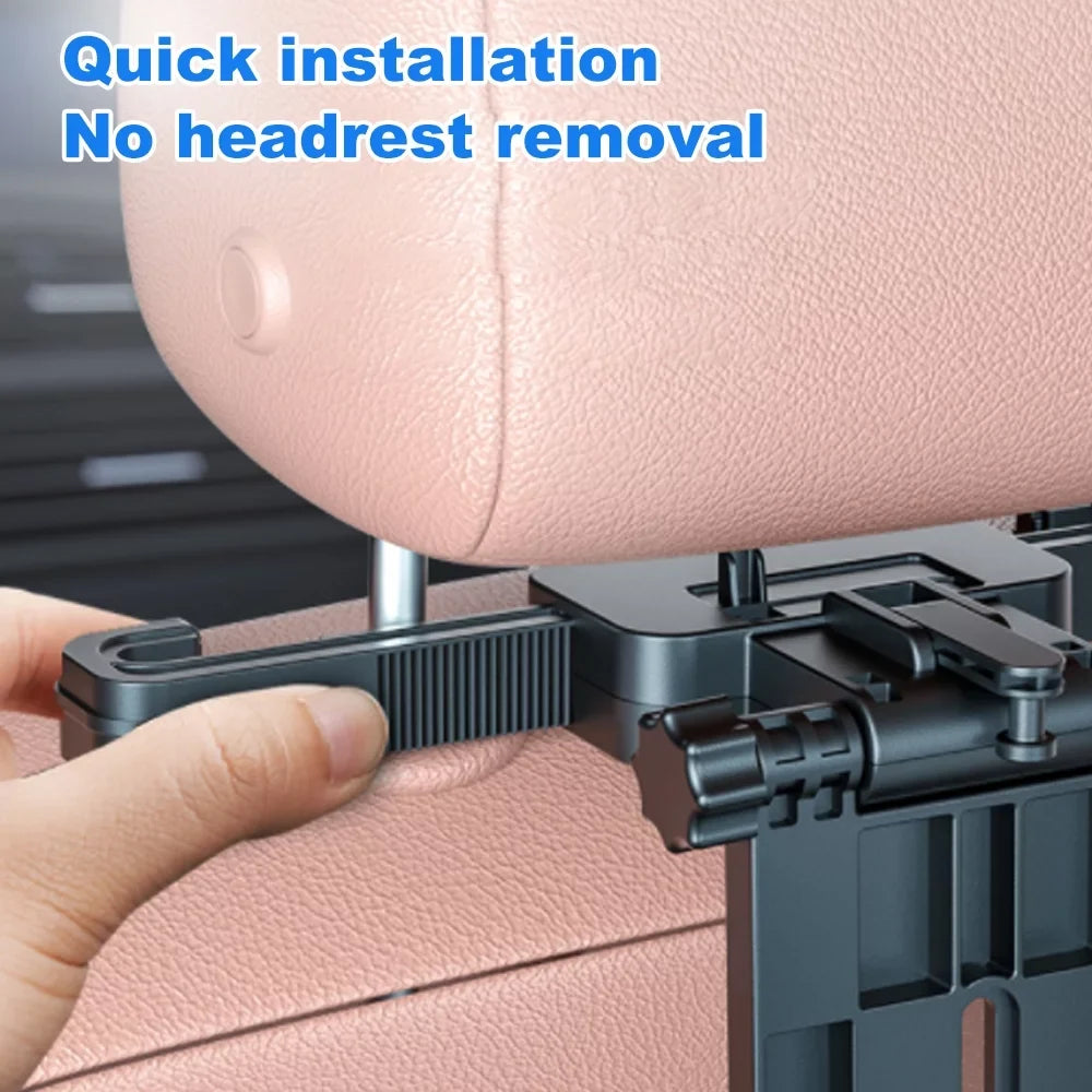 Multifunctional Car Back Seat Table: Adjustable Travel Tray with Phone Holder - Foldable, Ideal for Working, Writing, Eating - Convenient Black Arrangement
