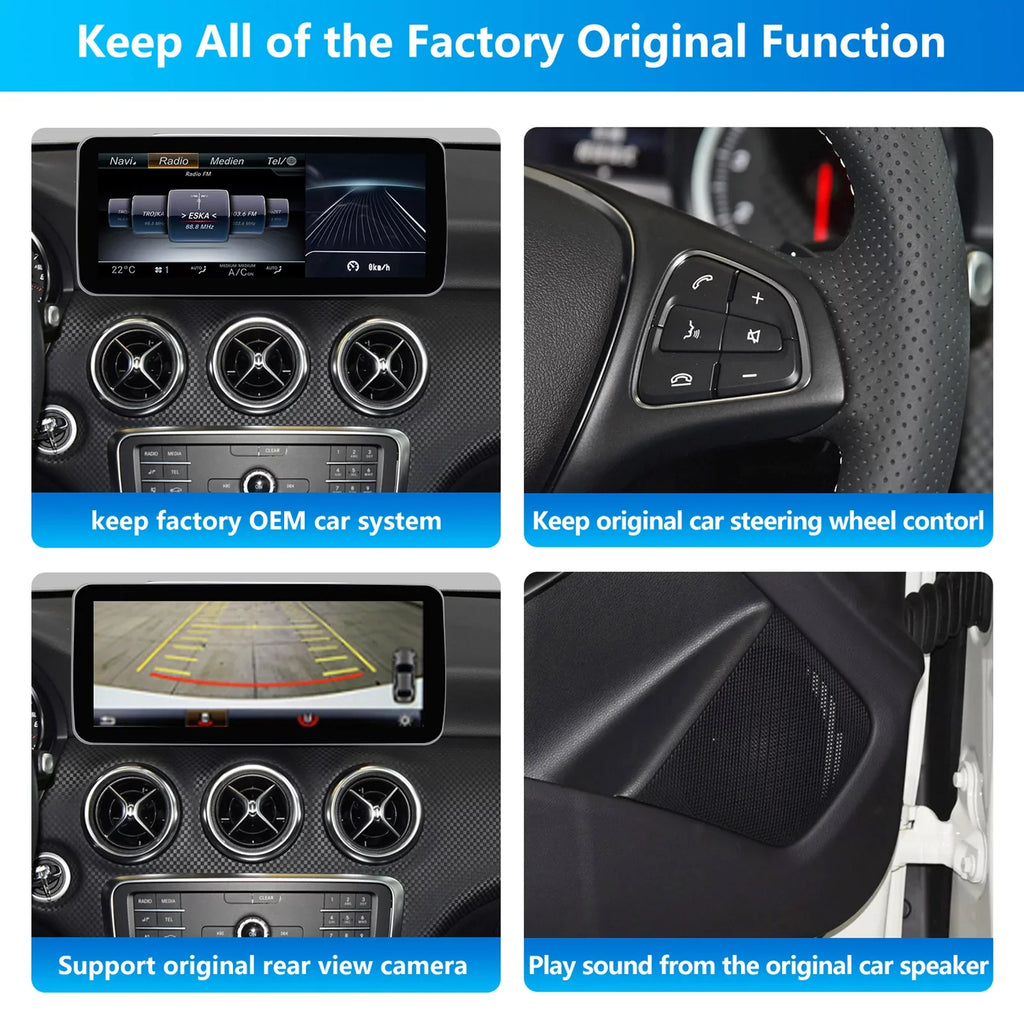 Road Top Android 13 Car Stereo 10.25" 8GB+256GB Car Touch Screen for Mercedes Benz GLA CLA A Class X156 C117 2016-2018 NTG 5.0, Support Wireless Apple Carplay Android Auto Navigation Camera