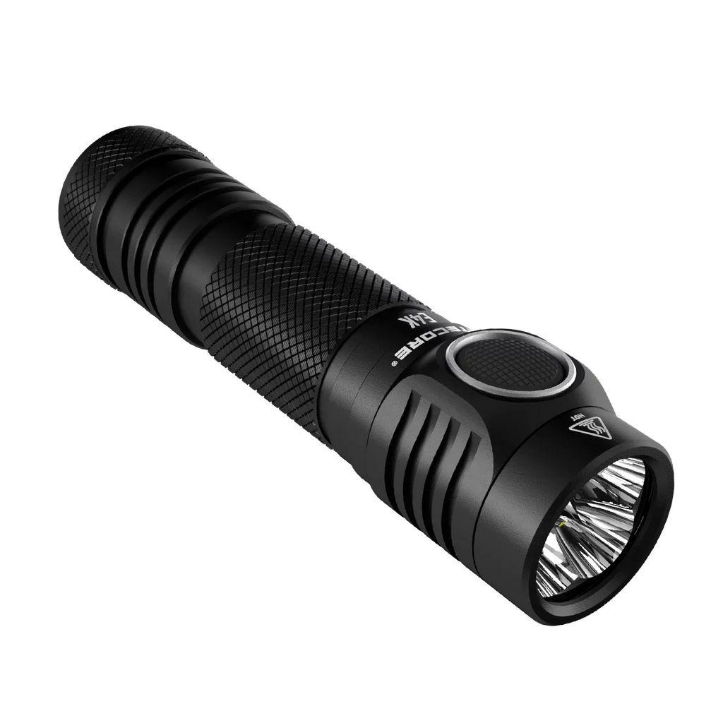 NITECORE E4K Next generation 21700 Compact EDC Flashlight - 4x CREE XP-L2 V6 - 4400 Lumens w/ 1x NITECORE 21700 Rechargeable Li-ion Battery and FREE Eco-Sensa Battery Case