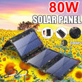 JahyElec New 80W USB Solar Panel Folding Power Bank Outdoor Camping Hiking Phone Charger
