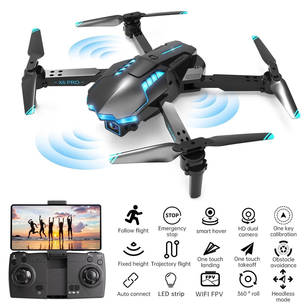 Stunt Show With 4K HD FPV Dual Camera For Kids And Adults Mini Foldable RC Airplane WiFi RC Quadcopter Off Track Headless Mode One Button StartSmart Obstacle Avoidance