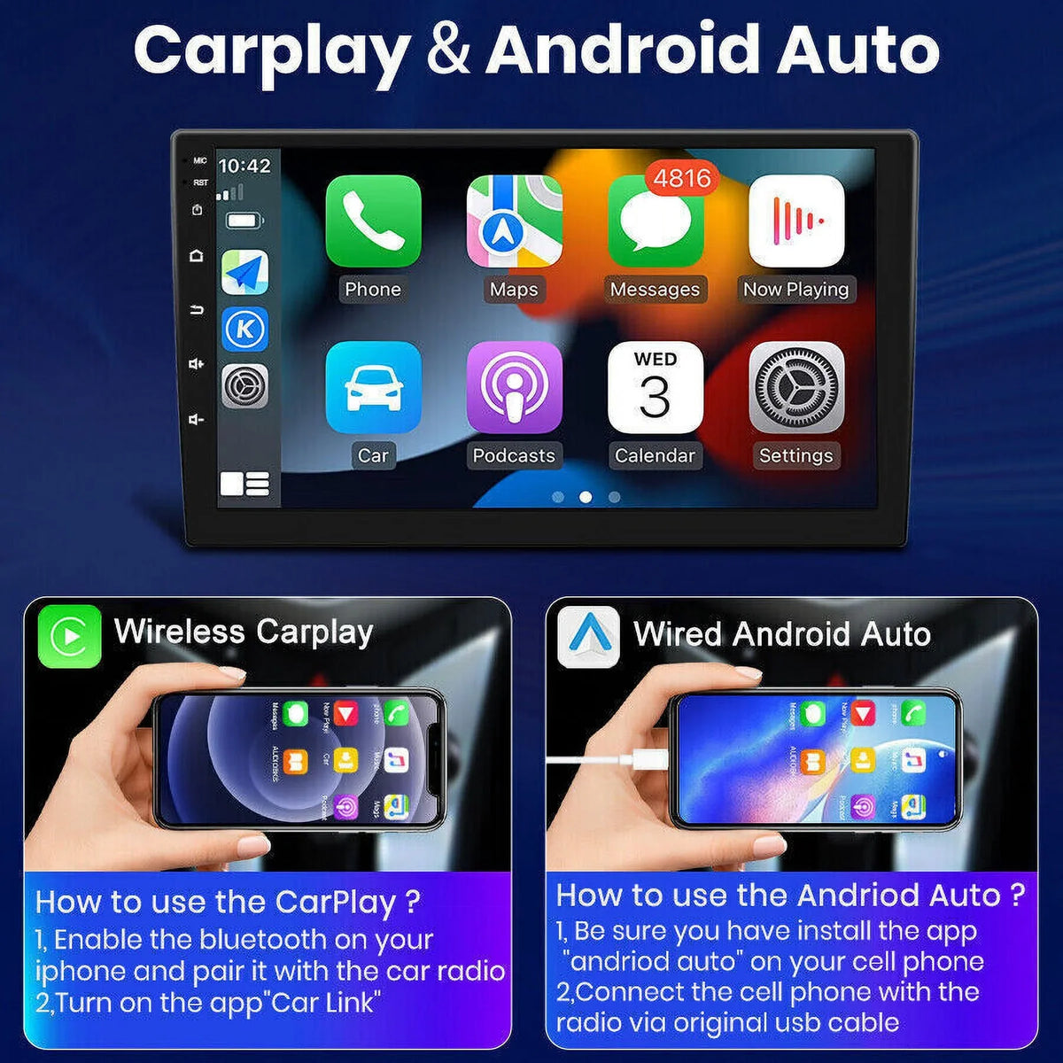 Fit VW Volkswagen Jetta Passat 9" 1280*720 IPS Android 12 Car Stereo Radio Apple Carplay GPS 2+32GB