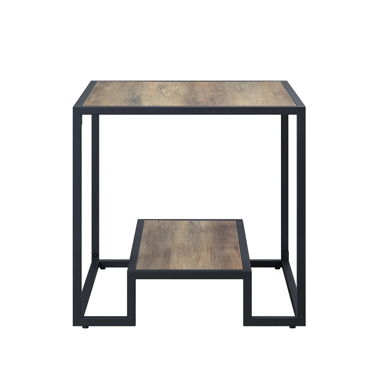Idella End Table in Rustic Oak & Black Finish LV00886