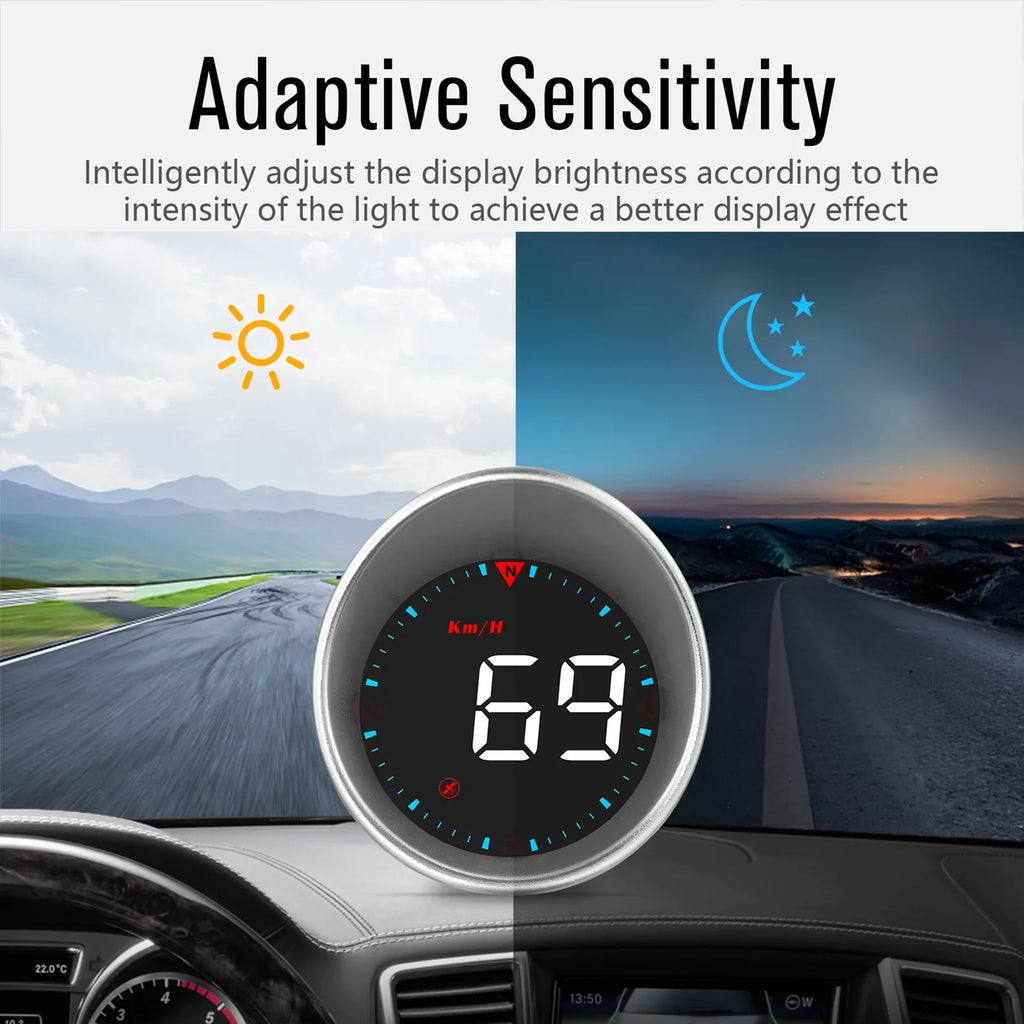 Htovila Car Car Head-up Display Digital Speedometer Display Driving Mileage, Compass Angle, Overspeed and Fatigue Driving
