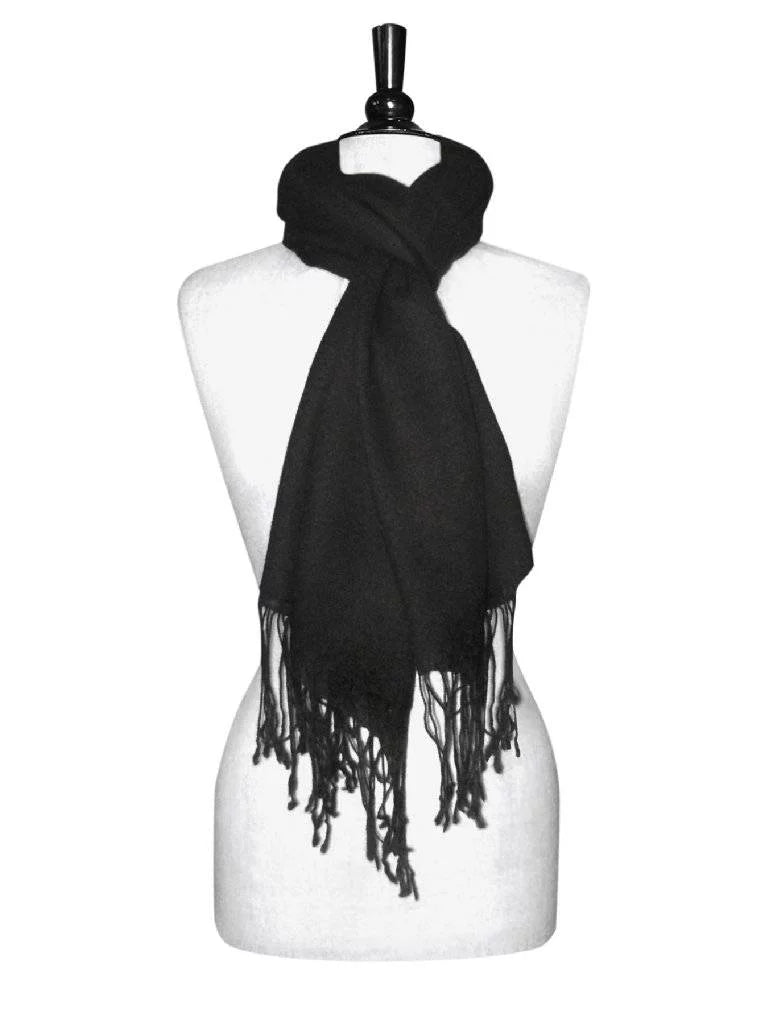 Biagio 100% Wool Pashmina Strong Scarf BLACK Color Womens Shawl Wrap Scarves