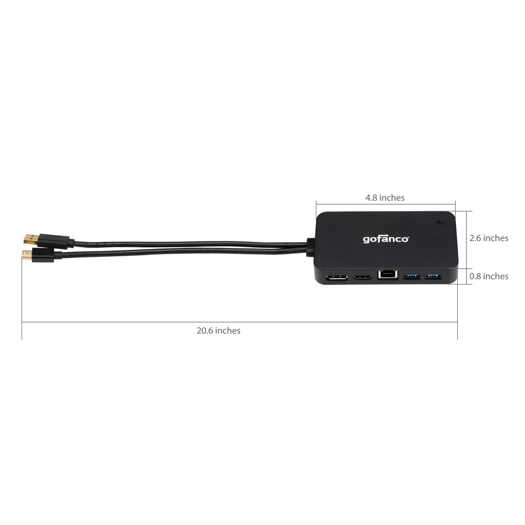 gofanco Mini DisplayPort(Thunderbolt 2) Video Dock/Docking Station with HDMI, DisplayPort, USB 3.0 and Gigabit Ethernet Output for Surface Pro, MacBook and PC - Thunderbolt 2 to DP or HDMI Adapter Hub