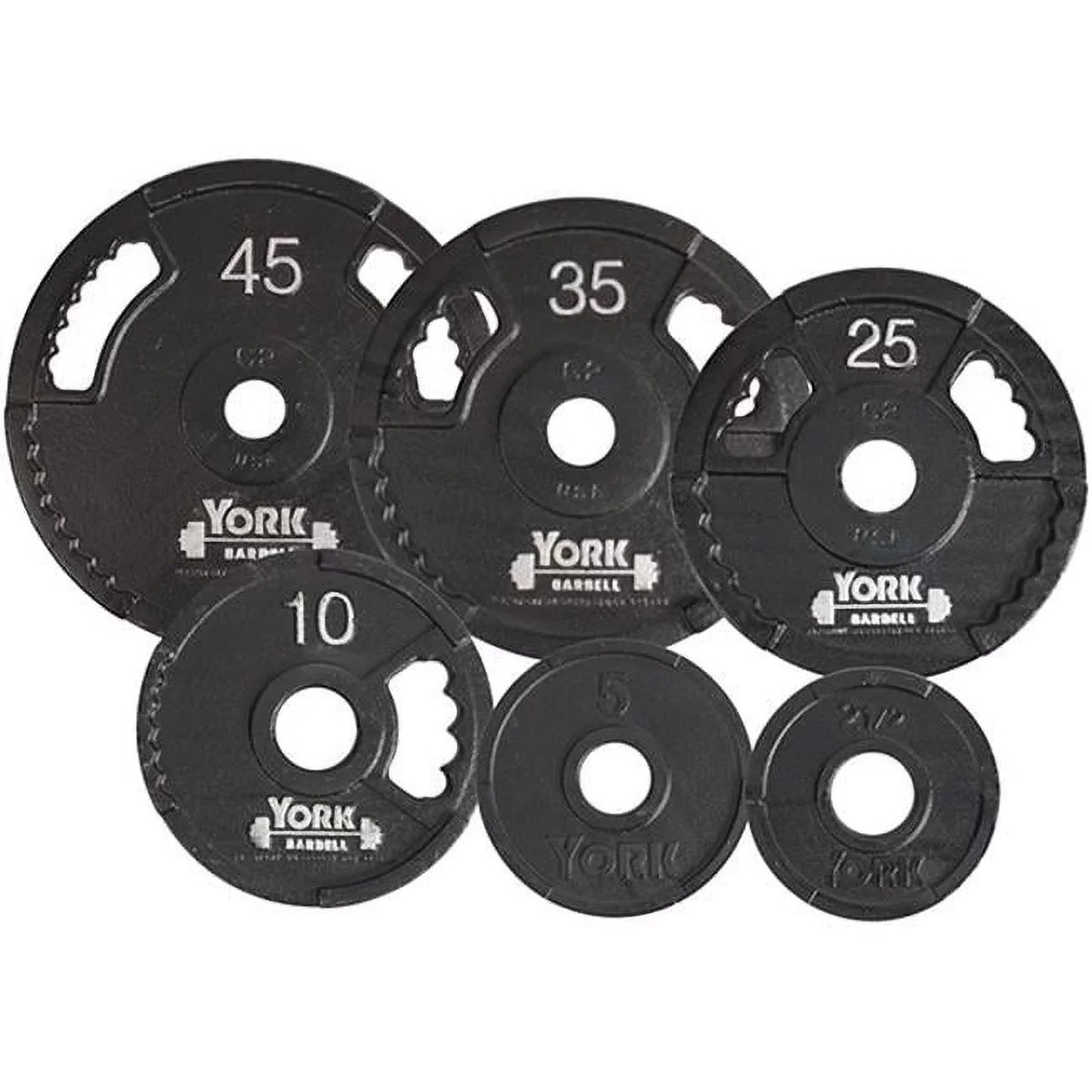 York Barbell G2 Olympic Dual Grip Thin Line Cast Iron Plate, Black - 2.5 lbs