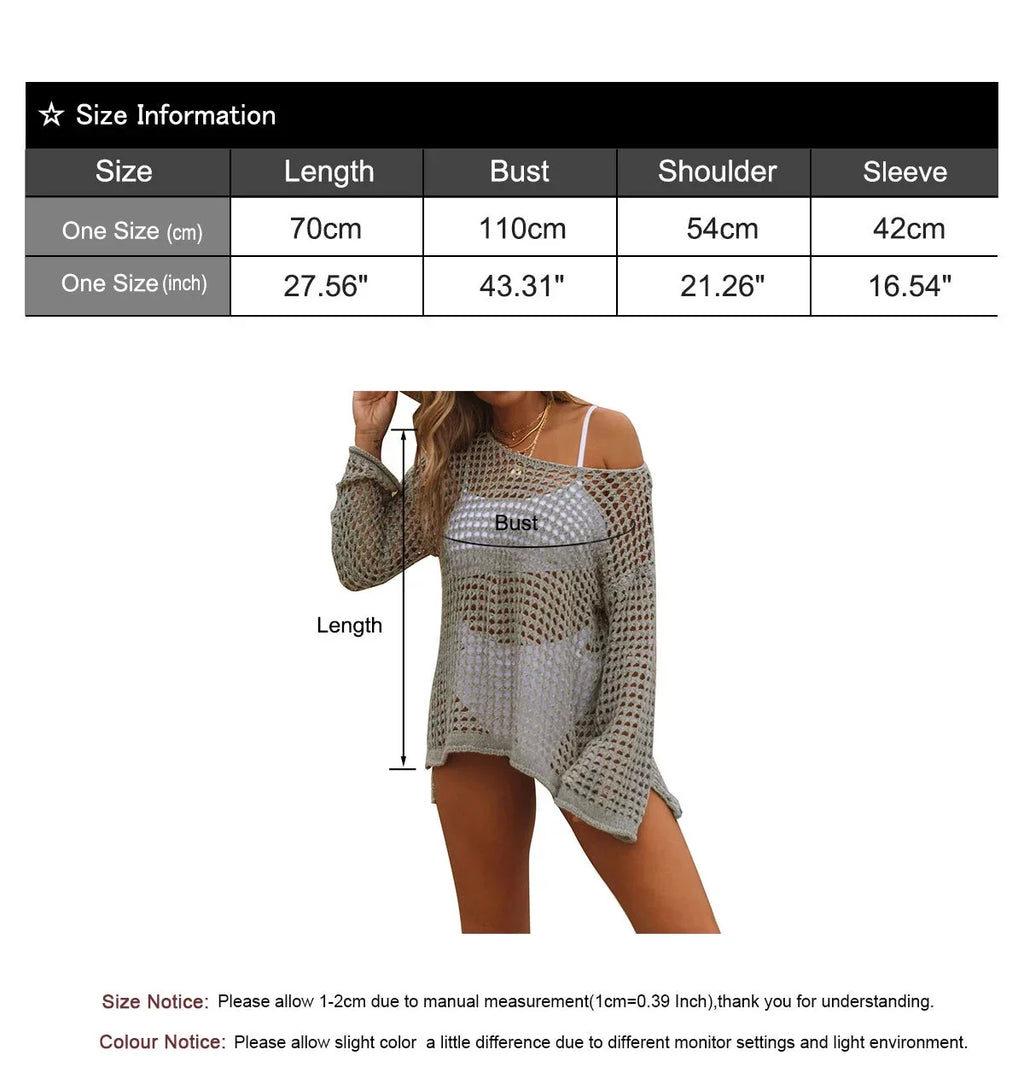 Swimsuit Enclosure Up for Women 2023 Summer Long Sleeve Mesh Crochet Beach Swimwear Bathing Suit Shield Up Shermie
