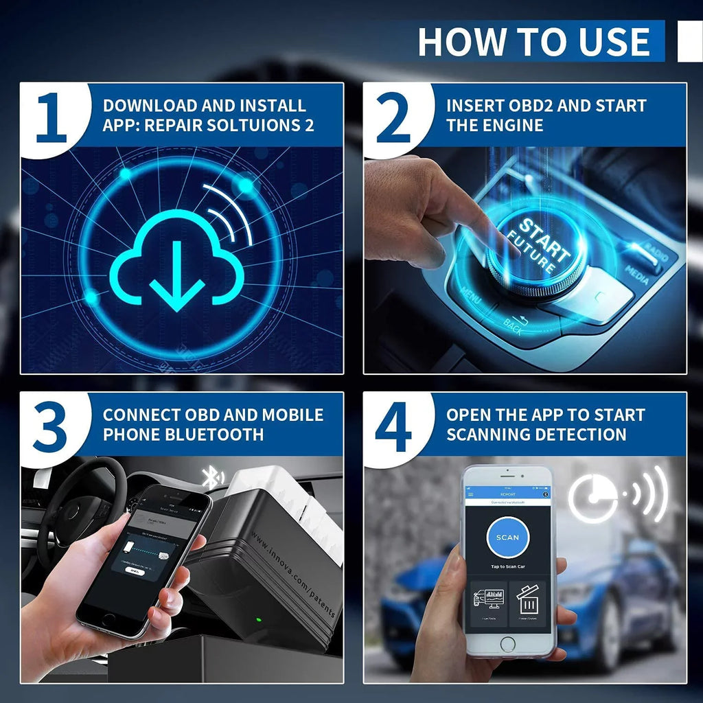 Innova 6000P Bluetooth Wireless OBDII Car Code Reader Check Engine Light ABS SRS Airbag System Automotive Diagnostic Tool OBD2 Scanner 12V Vehicle Read Clean Code Scanner for IOS and Android Phones