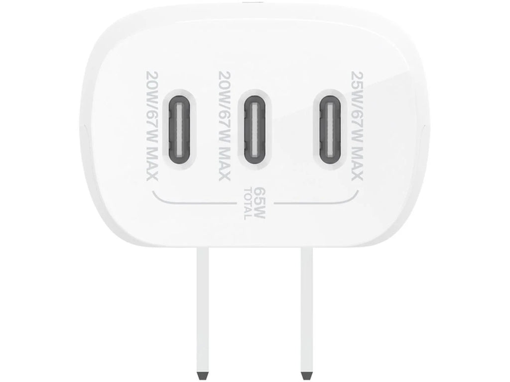 Belkin 67 Watt 3-Port USB-C Wall Charger - USB-C PD 3.1 Enabled Fast Charging