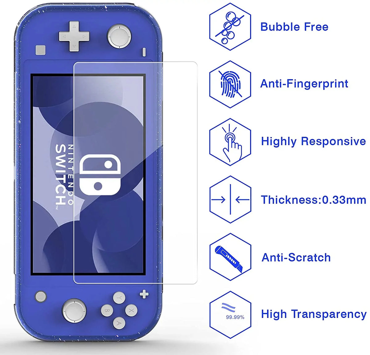 HEYSTOP Case for Nintendo Switch Lite,Protective Hard Portable Travel Carry Case for Nintendo Switch Lite Console and Accessories,Switch Lite Case with TPU Glitter Protective Case and Thumb Cap,Blue