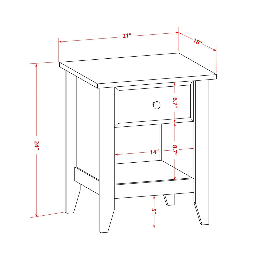 Gallatin 18" Plank Nightstand with 1 Drawer in Jacobean Brown