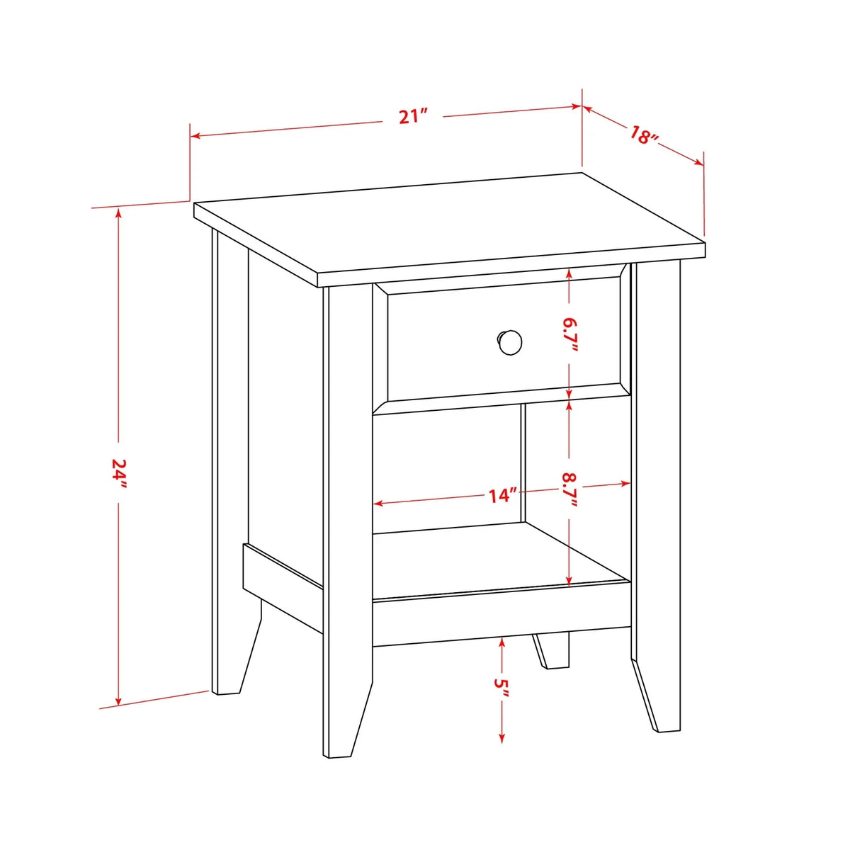 Gallatin 18" Plank Nightstand with 1 Drawer in Jacobean Brown