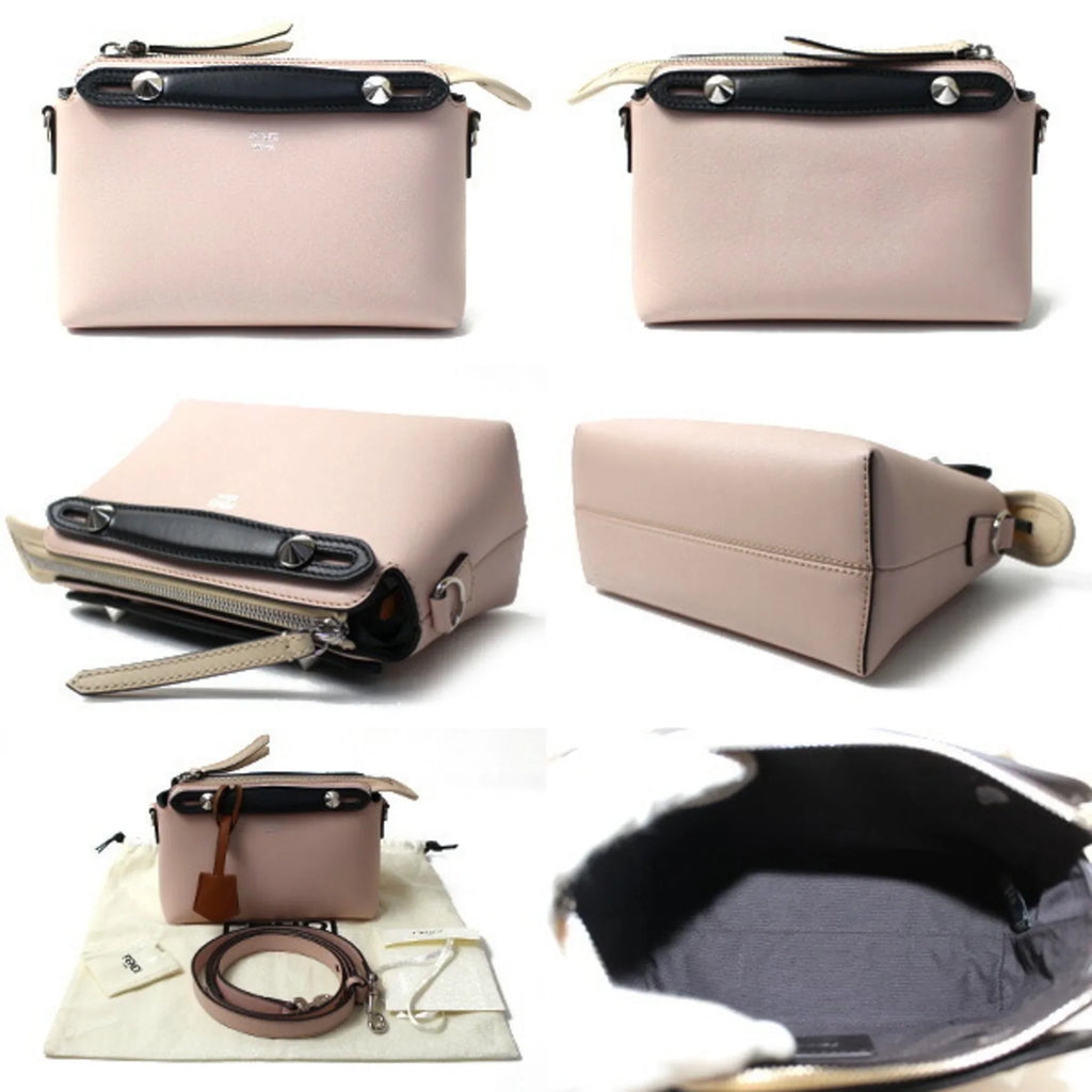Pre-Owned FENDI By the Way Small Boston 2Way Shoulder Bag Light Pink Black Beige 8BL145 5QJ F1D5B BY THE WAY Women's (Good)