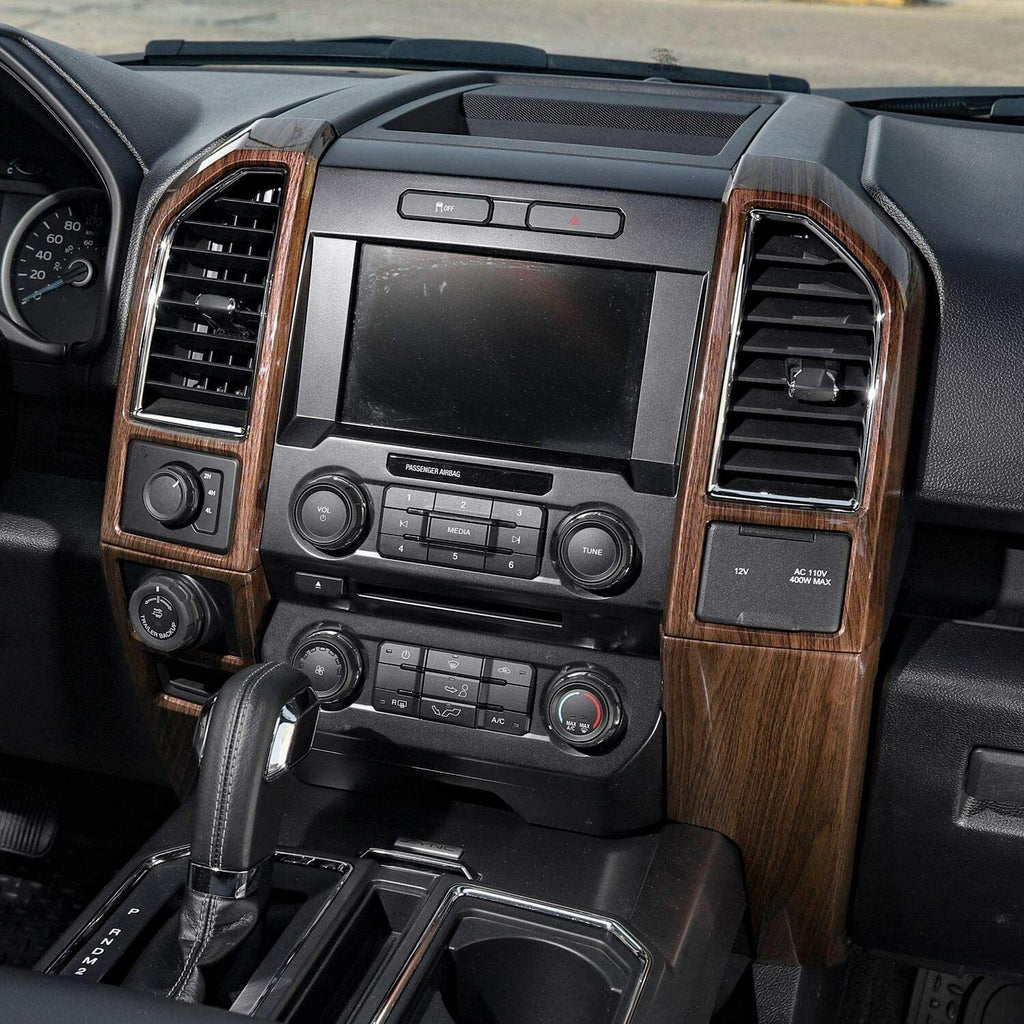 Teledu F150 + Plank Grain Interior Center Console Decoration Trim Shield Kit