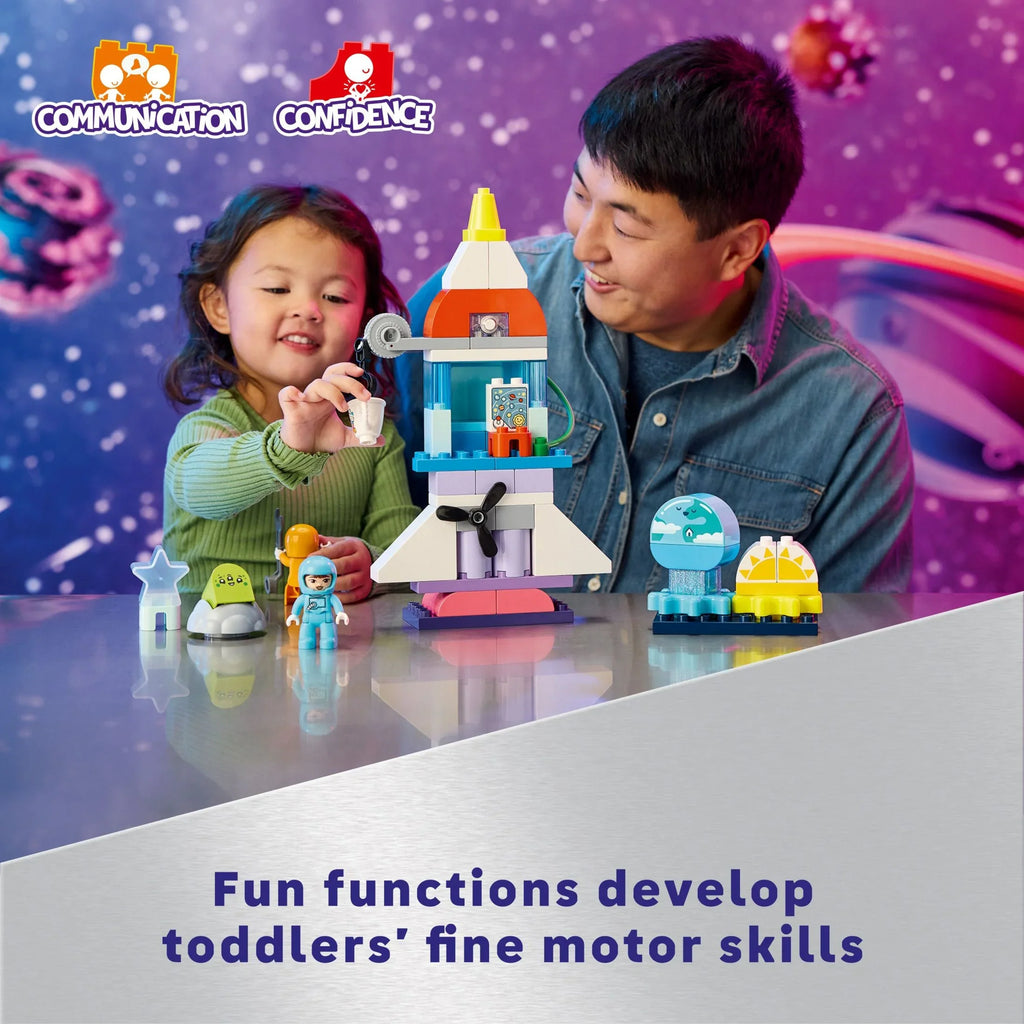 LEGO DUPLO 3 in 1 Space Shuttle Adventure Rocket Ship Building Set, Kids Educational Space Protection Toy for 3-Year-Olds and Up, Develops Preschool Kids’ Learning and Fine Motor Skills, 10422