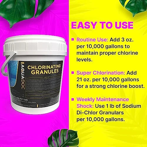 Pool Shock - Super Fast Acting Pool Chlorine Shock Treatment for Shocking Inground Pools and Above Ground Pools - This Shock Pool Treatment is a great Swimming Pool Shock for Saltwater Pools - AquaDoc