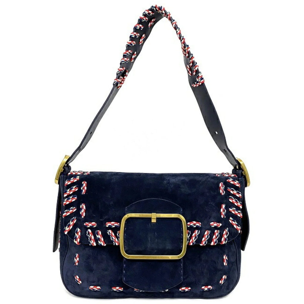 Pre-Owned Tory Burch One Shoulder Bag Navy Multicolor 10005608 01-17 Flap Leather Suede TORY BURCH Ladies (Good)