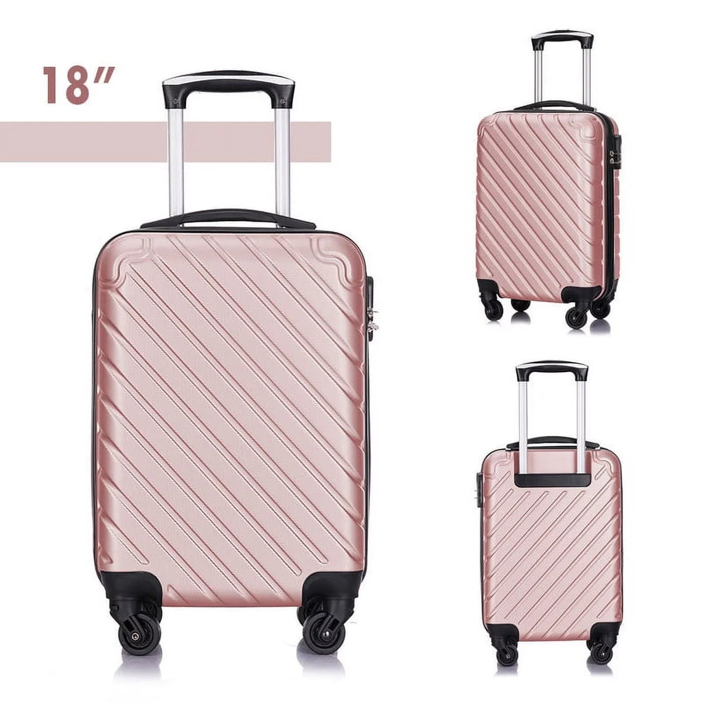 4 Piece Hardshell Luggage Sets,Travel Suitcase,Carry On Luggage with Spinner Wheels Free Enclosure Inside rose gold
