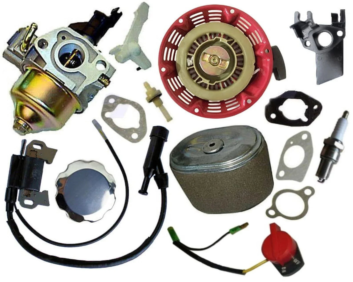 NEW FITS HONDA GX340 RECOIL CARBURETOR IGNITION COIL SPARK PLUG AIR FILTER GAS CAP